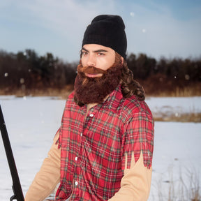 Duck Hunter Costume Beanie W/Attached Wig & Beard Set Adult