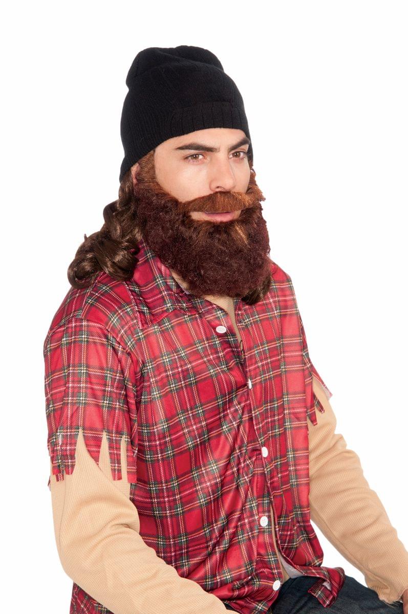 Duck Hunter Costume Beanie W/Attached Wig & Beard Set Adult