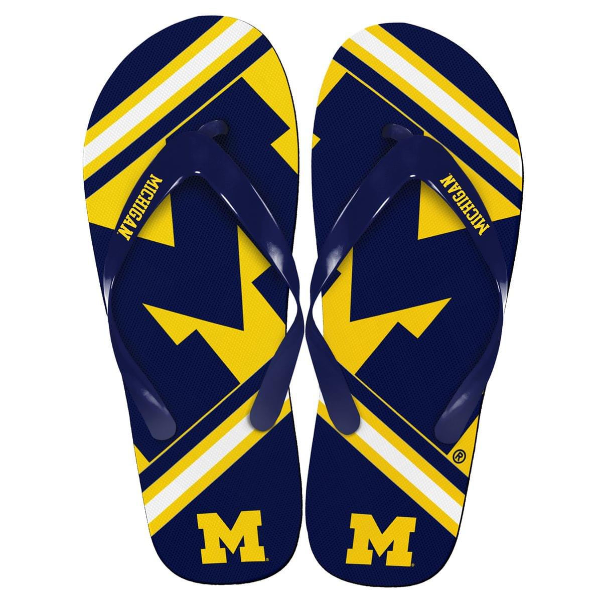 Michigan Wolverines Unisex Big Logo Flip Flops