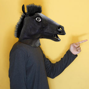 Black Horse Head Mask Costume Accessory