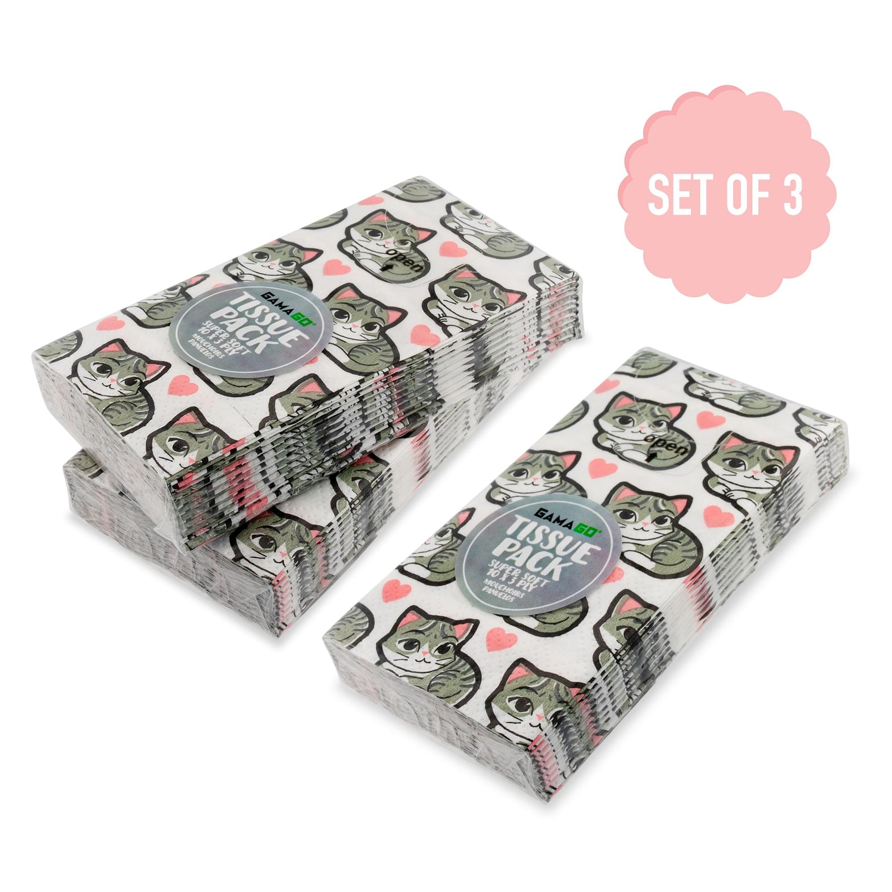 GAMAGO Kitten Tissues | Set of 3 Packs