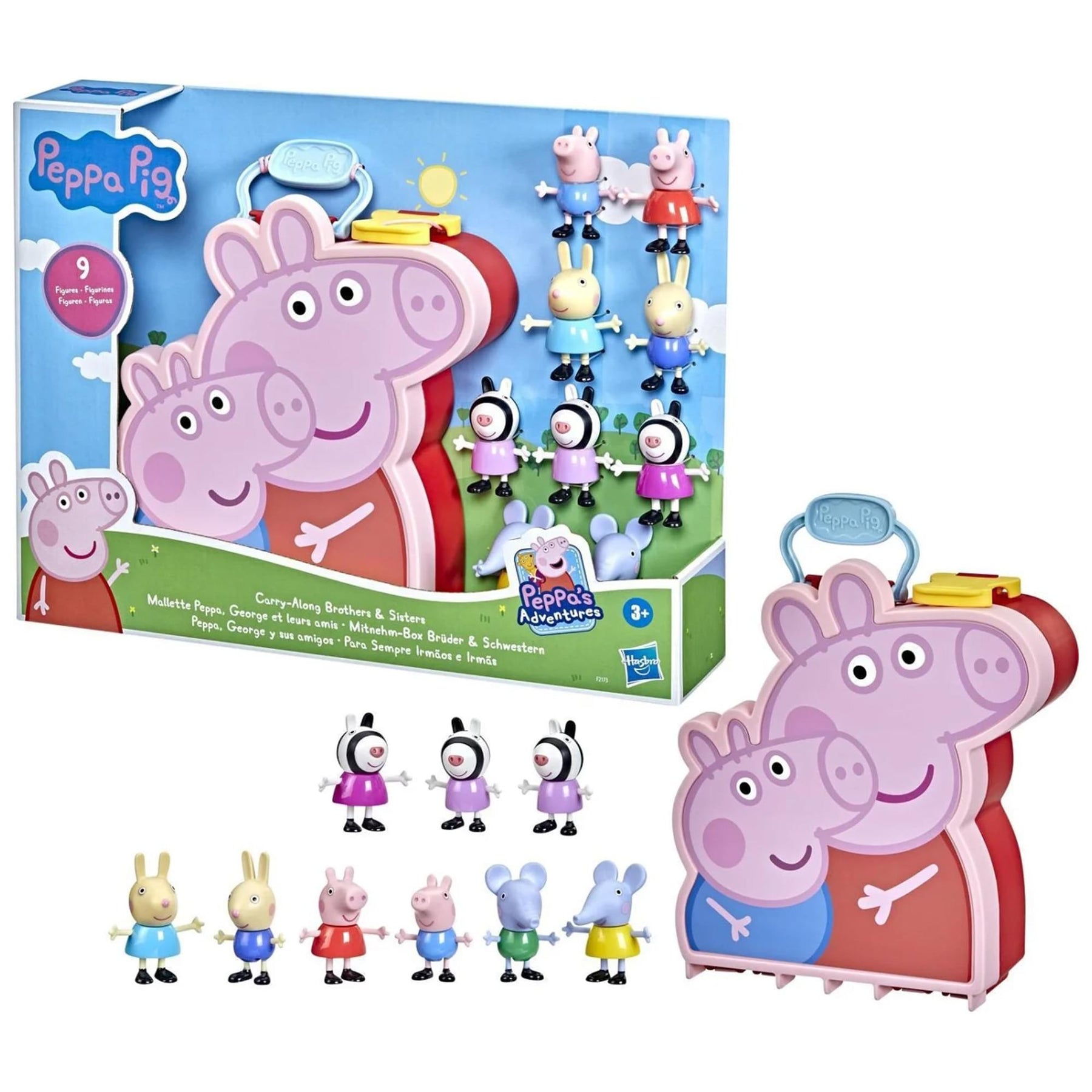 Peppa Pig Carry-Along Brothers and Sisters 9 Piece Figure Set