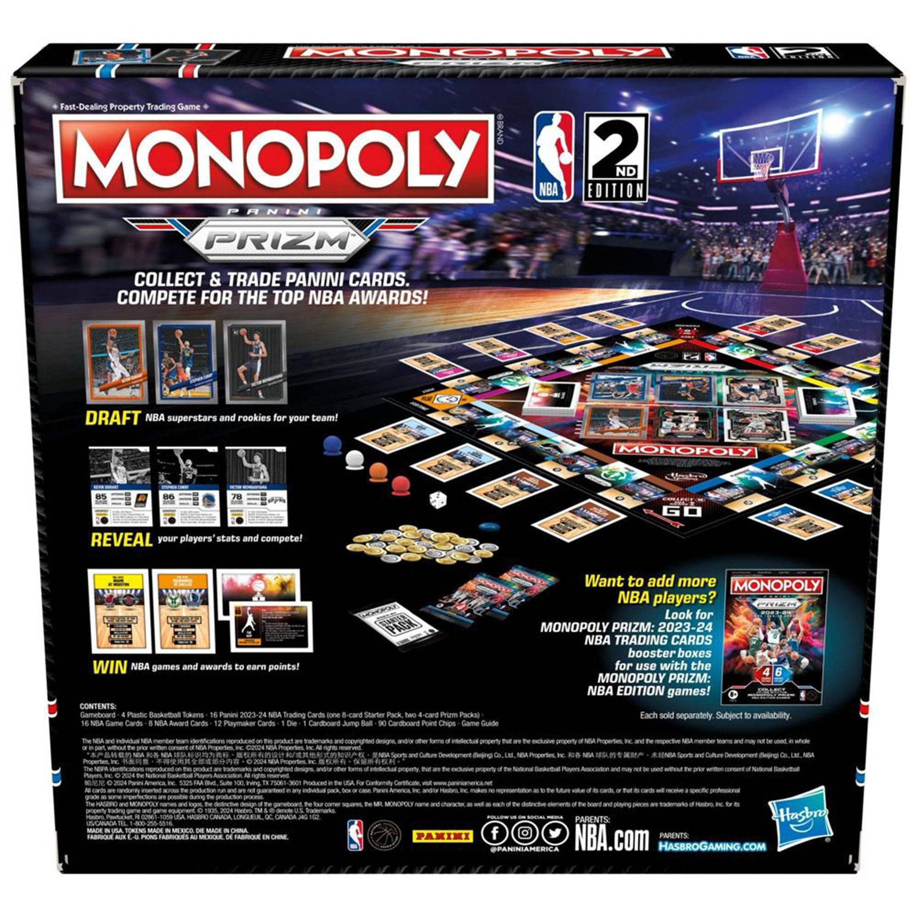 NBA Monopoly Prizm Board Game with Trading Cards | 2nd Edition