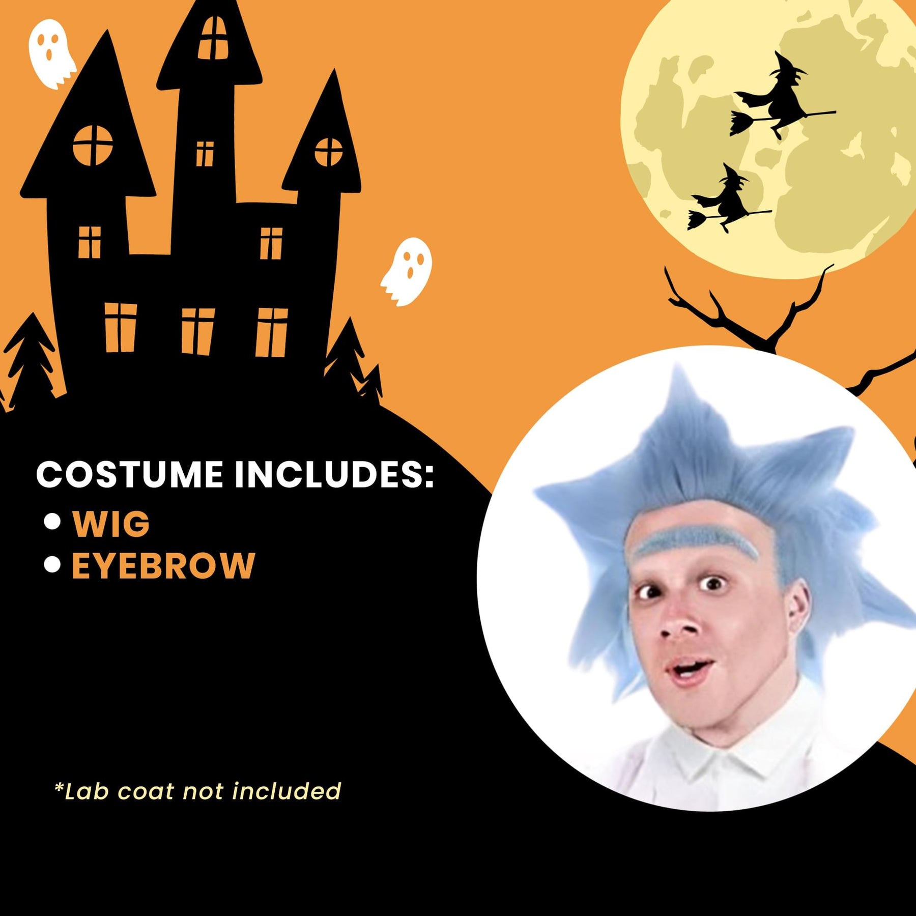 Rick and Morty Collectibles | Rick Sanchez Wig and Eyebrow | Adult Costume Set