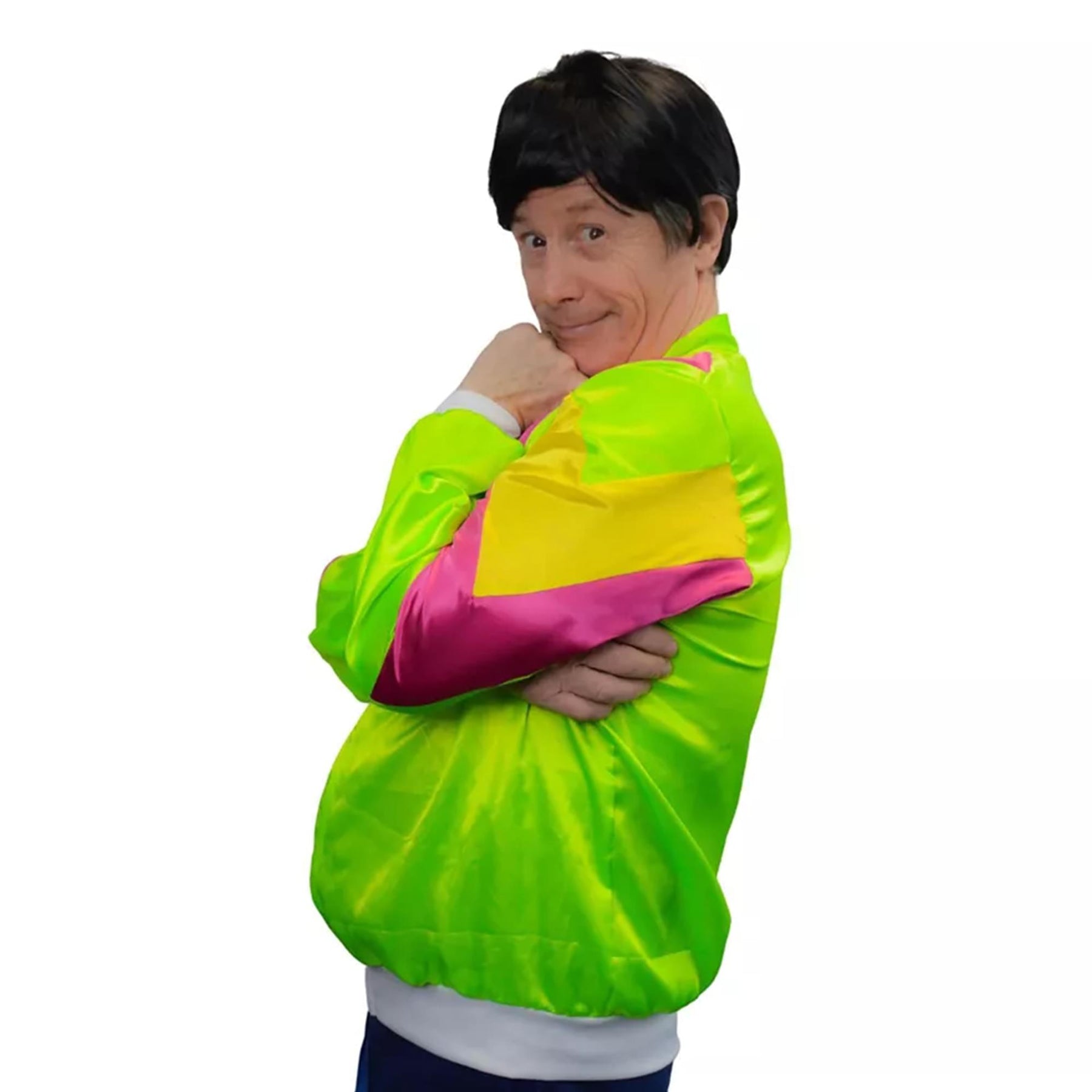 Guys 80's Windbreaker Set Includes Wig