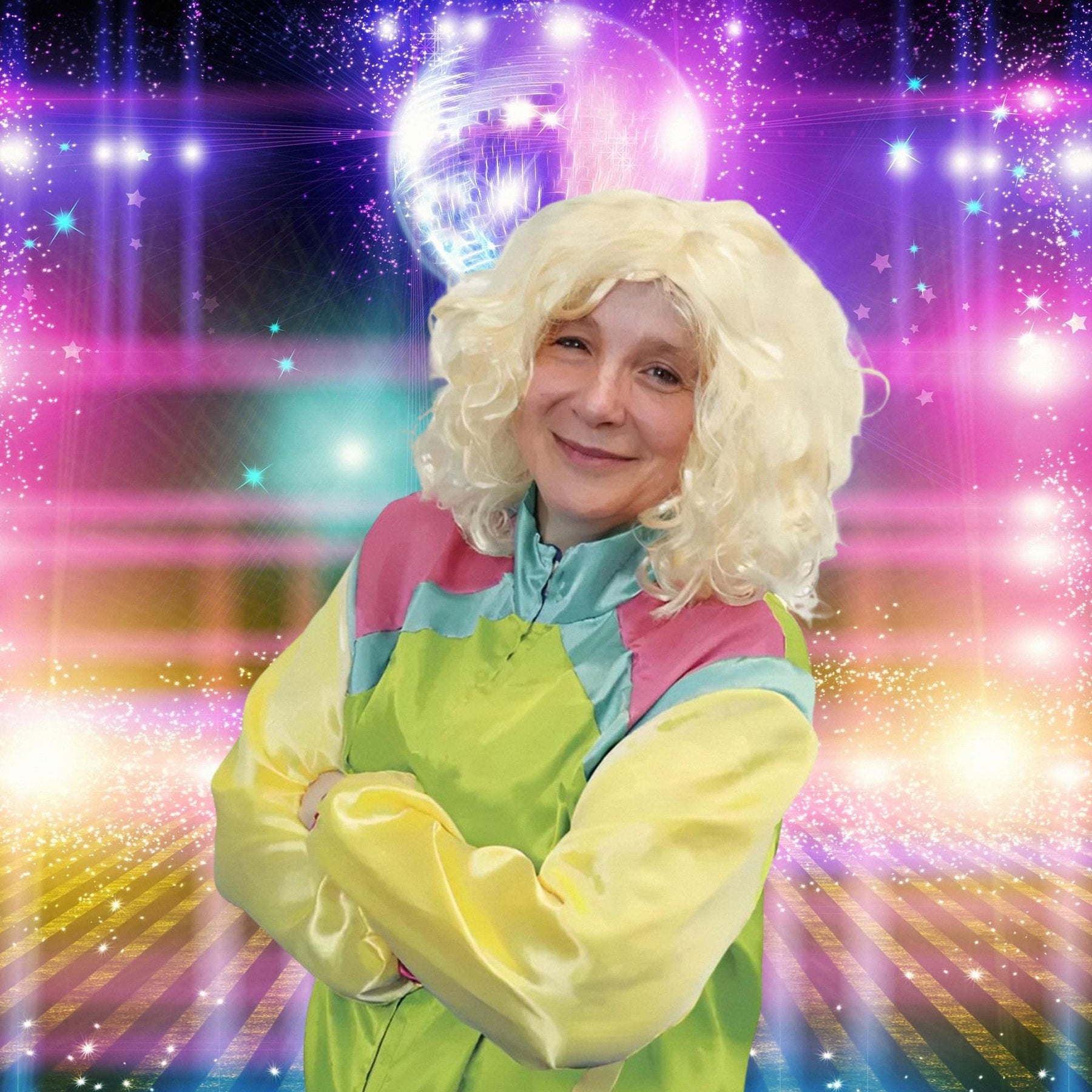 Gals 80's Windbreaker Set Includes Wig