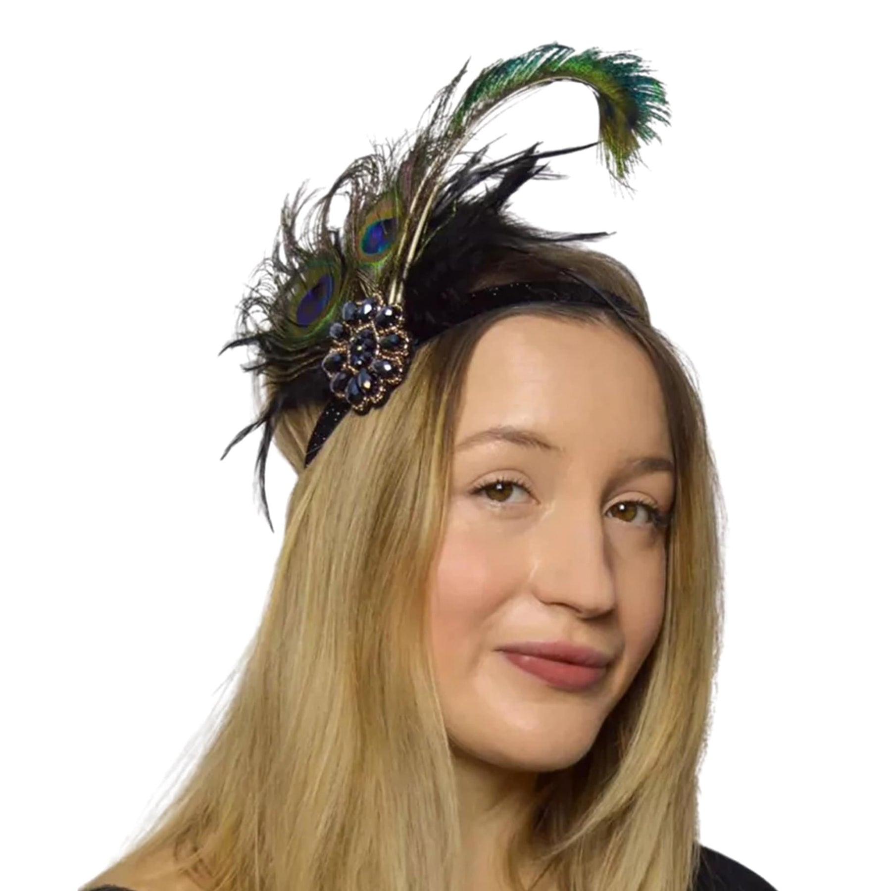 Peacock Feathers Adult Costume Headband | Blue and Green