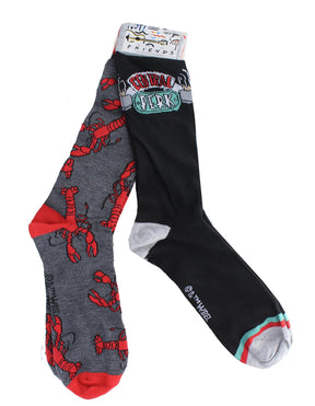 Friends Lobster & Central Perk Unisex Novelty Crew Socks | 2 Pairs  | Size 6-12