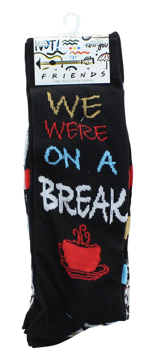 Friends We Were On A Break Unisex Novelty Crew Socks | 2 Pairs  | Size 6-12