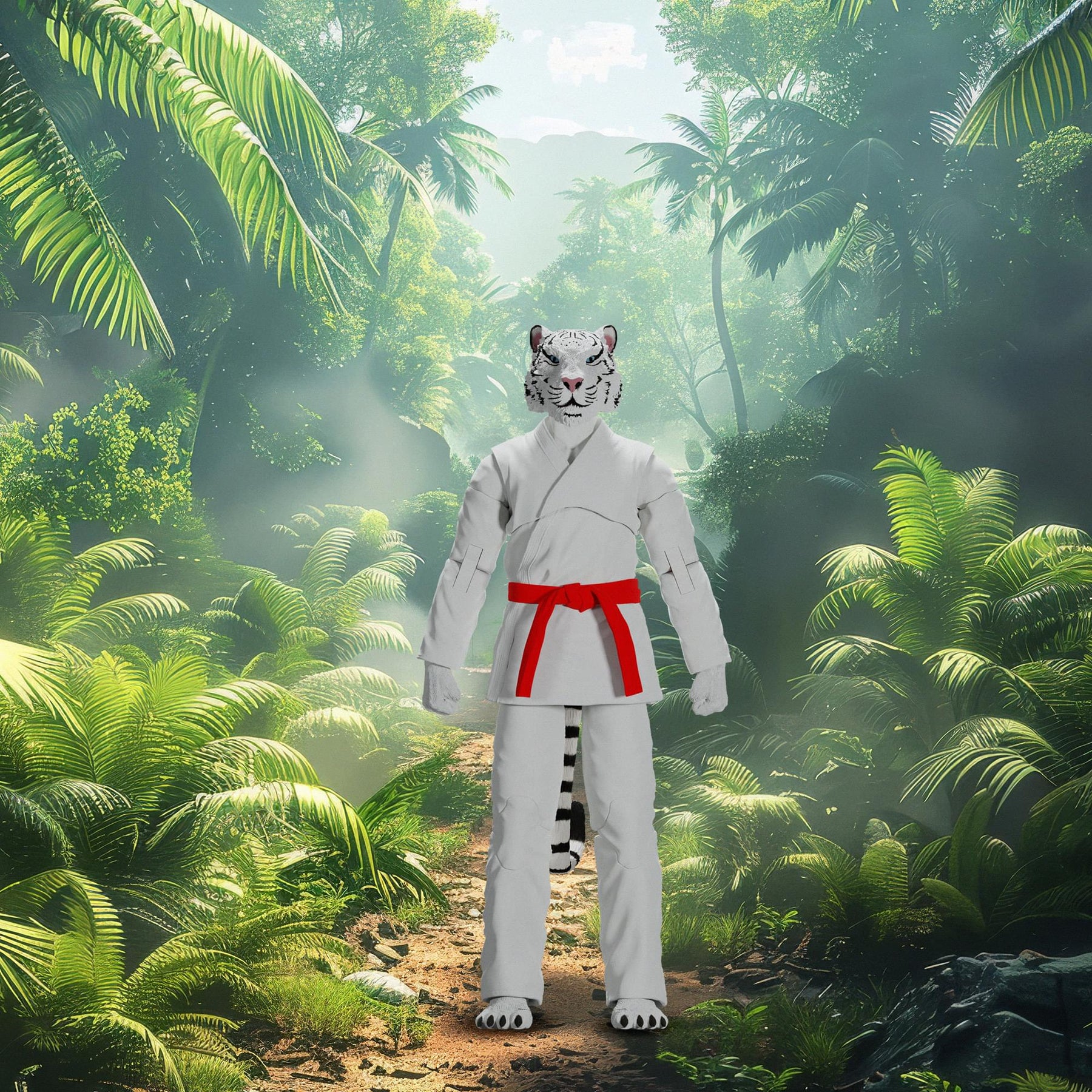 Zoo Jitsu Fighters 6 Inch Action Figure | Taj the White Tiger with White Gi