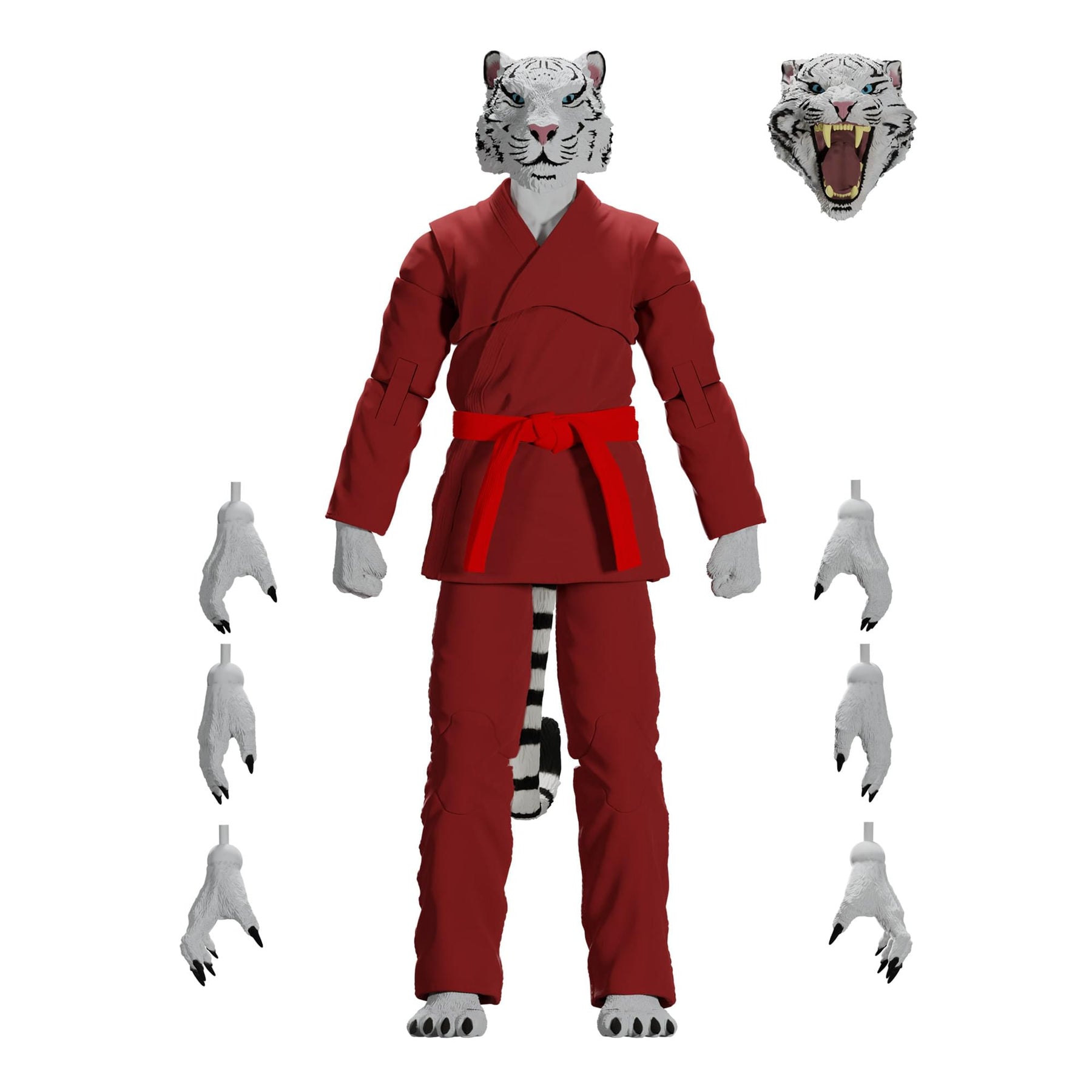 Zoo Jitsu Fighters 6 Inch Action Figure | Taj the White Tiger with Red Gi