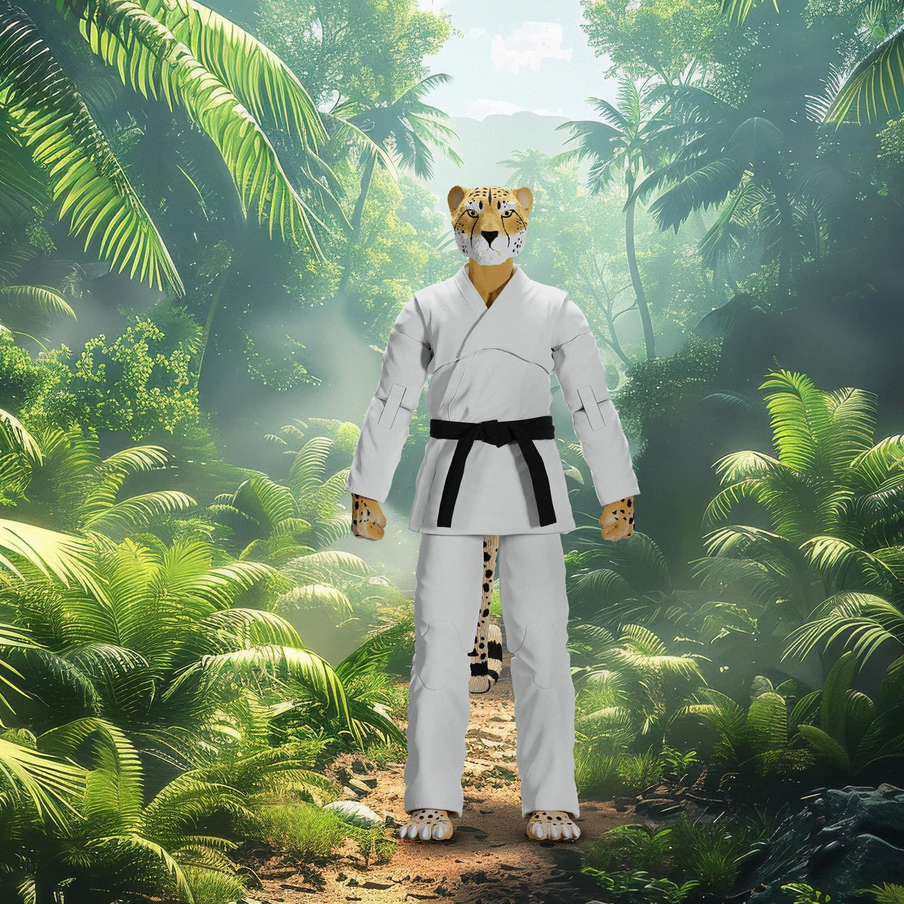 Zoo Jitsu Fighters 6 Inch Action Figure | Chico the Cheetah with White Gi