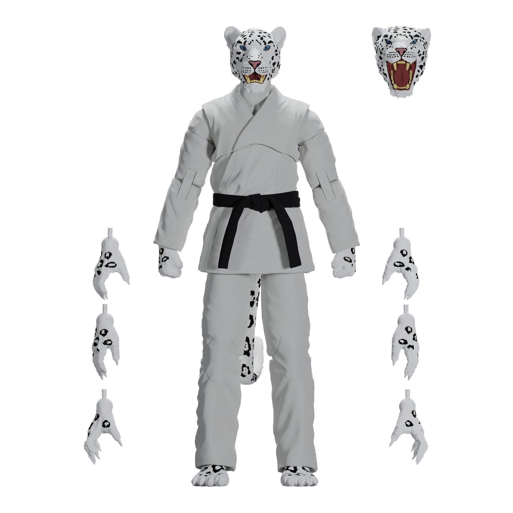 Zoo Jitsu Fighters 6 Inch Action Figure | Shadow the Snow Leopard with White Gi