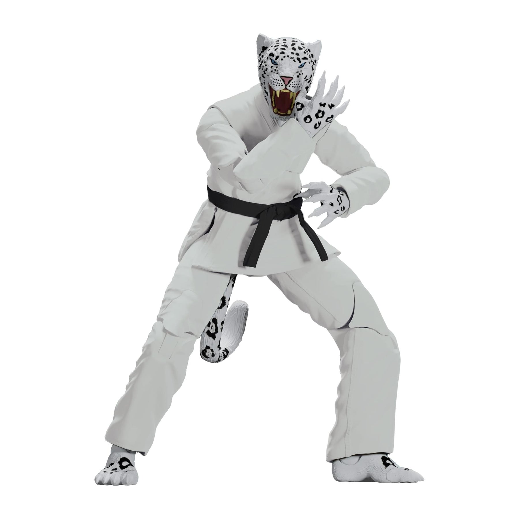 Zoo Jitsu Fighters 6 Inch Action Figure | Shadow the Snow Leopard with White Gi