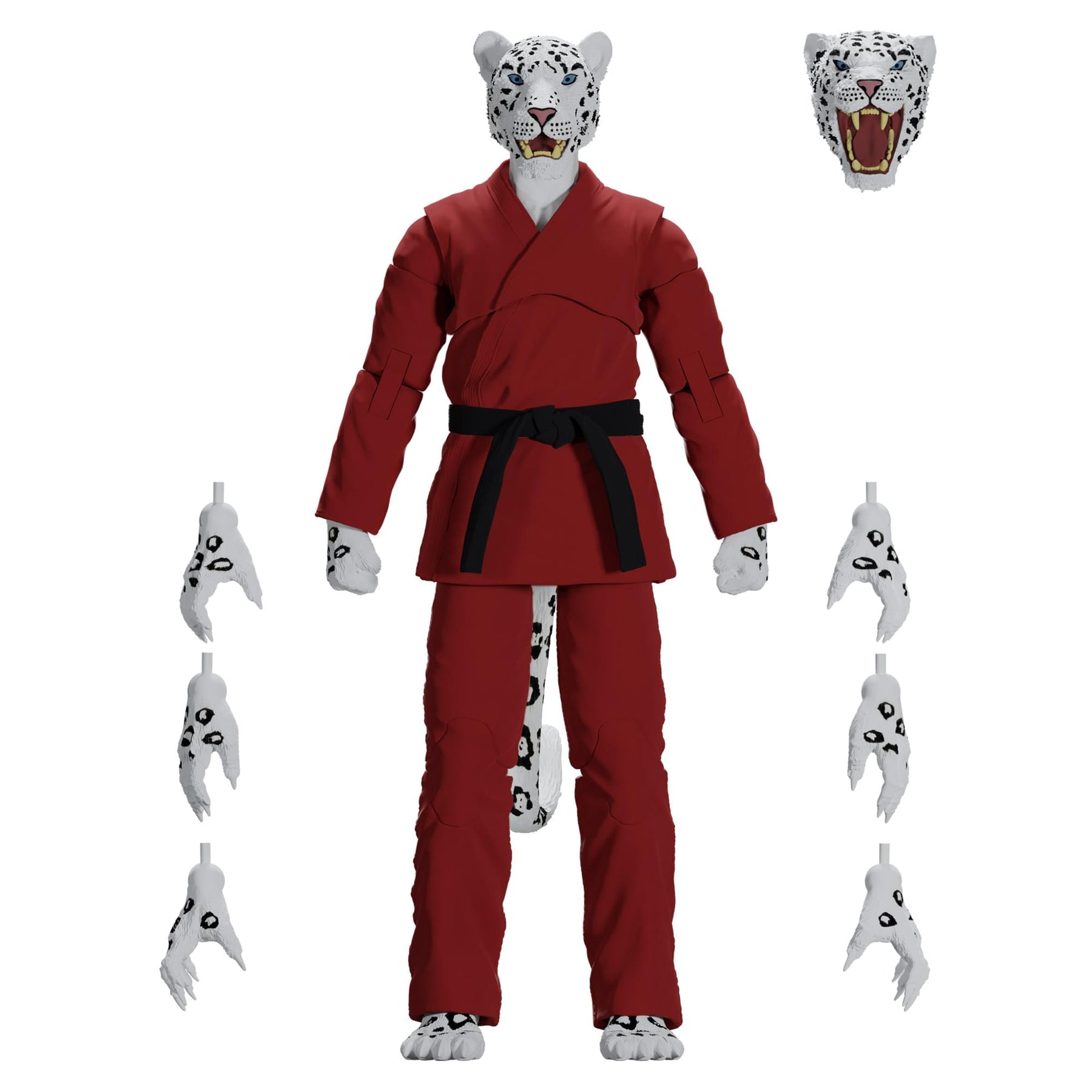 Zoo Jitsu Fighters 6 Inch Action Figure | Shadow the Snow Leopard with Red Gi