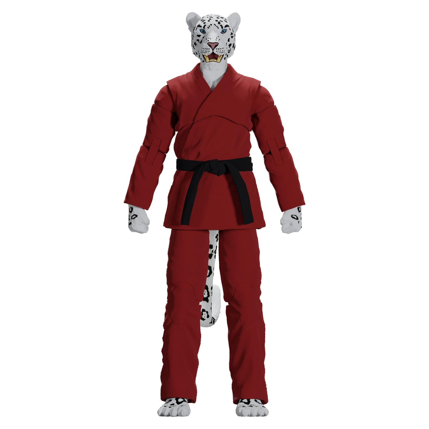 Zoo Jitsu Fighters 6 Inch Action Figure | Shadow the Snow Leopard with Red Gi