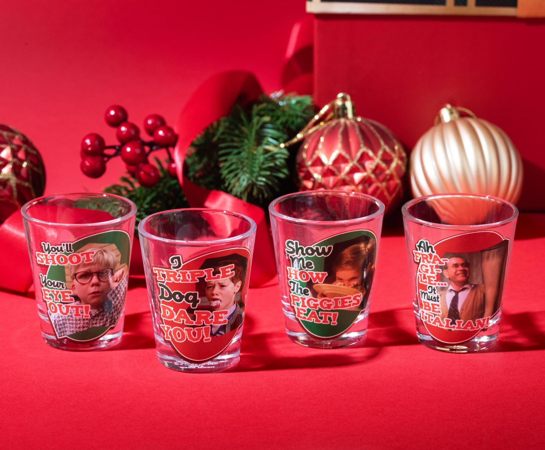 A Christmas Story Quotes 4 Piece Shot Glass Set