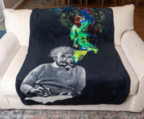 Albert Einstein Smoke Galaxy Lightweight Fleece Throw Blanket | 45 x 60 Inches