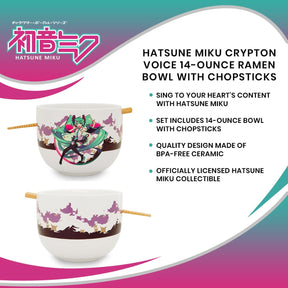 Hatsune Miku Crypton Voice 14-Ounce Ramen Bowl with Chopsticks