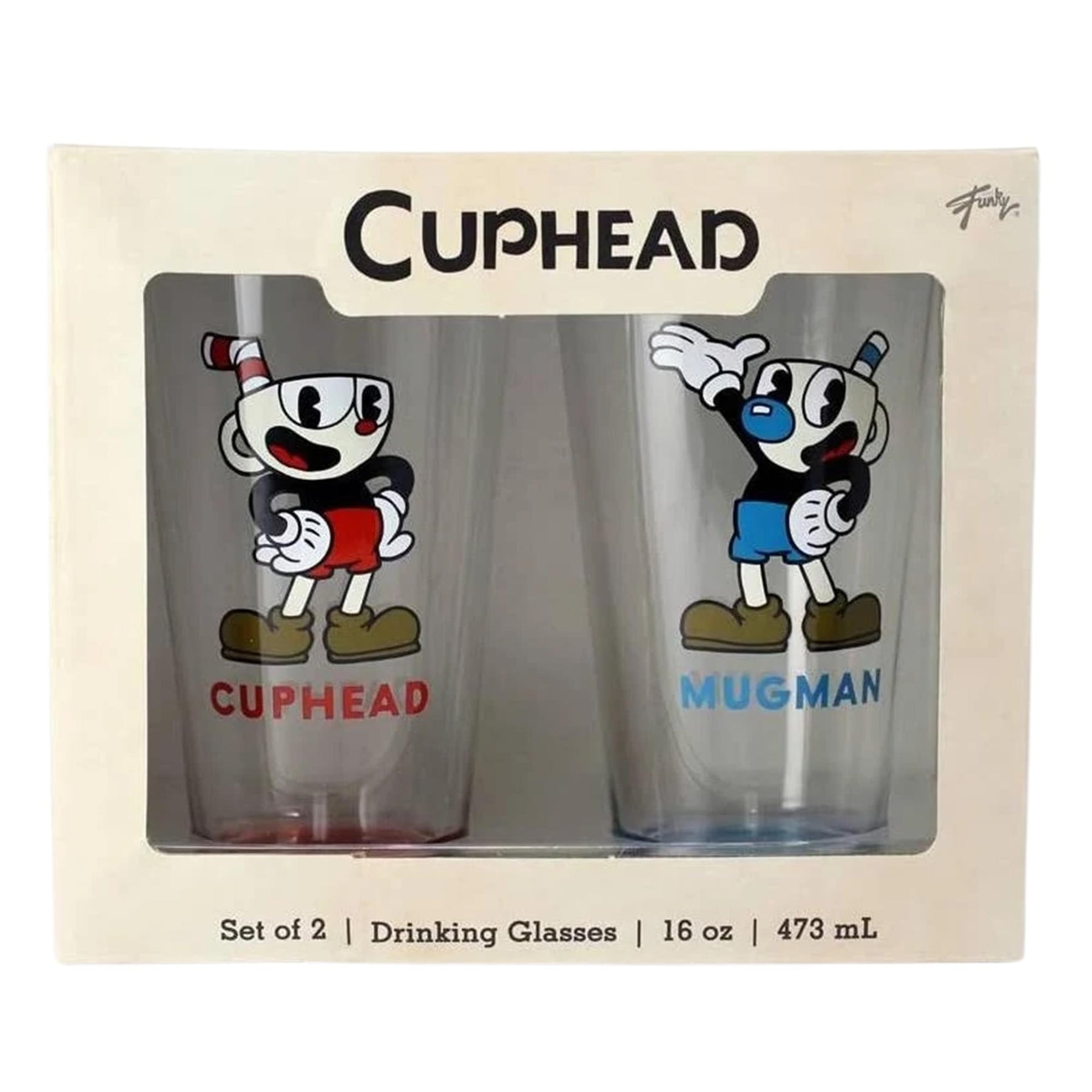 Cuphead and Mugman 16oz Pint Glass Set of 2