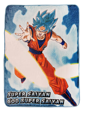 Dragon Ball Super Goku Super Saiyan Blue Fleece Throw Blanket | 60 x 45 Inches