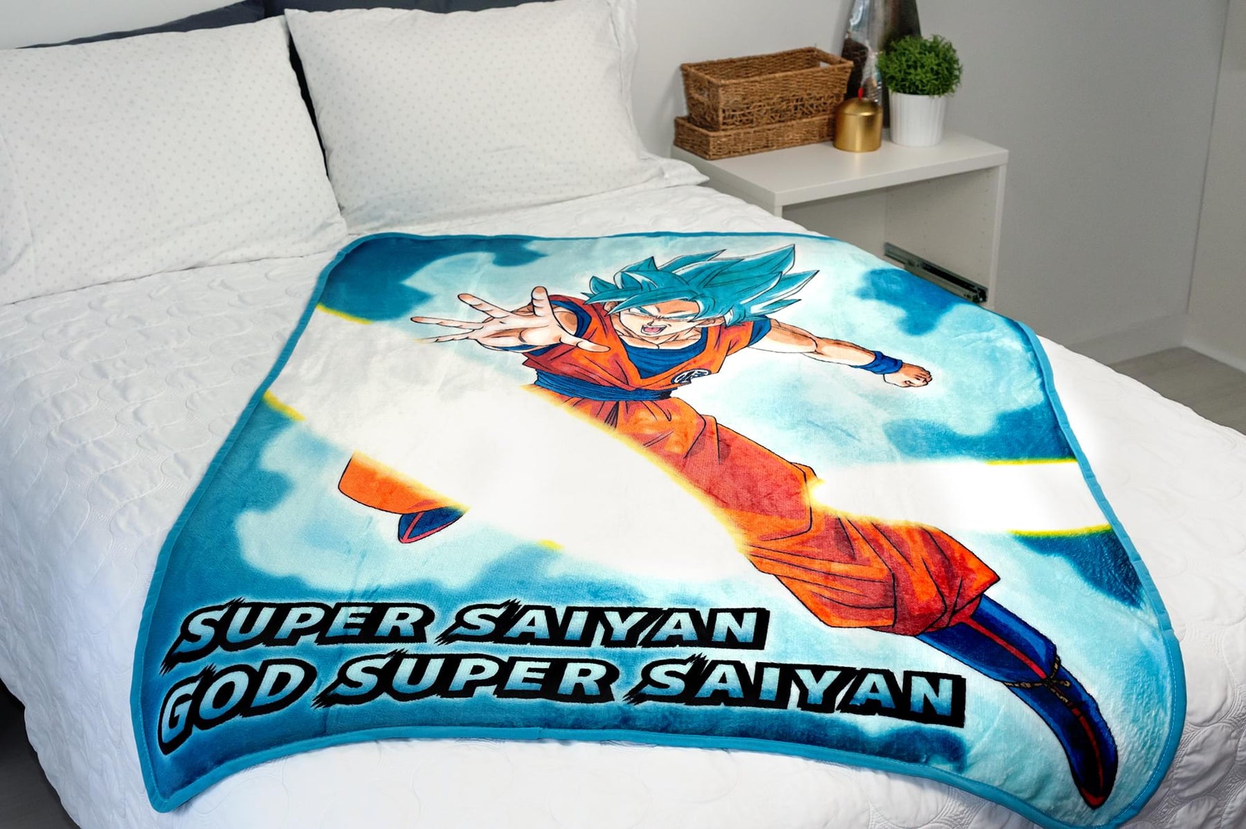 Dragon Ball Super Goku Super Saiyan Blue Fleece Throw Blanket | 60 x 45 Inches