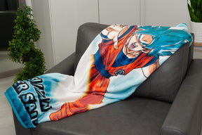 Dragon Ball Super Goku Super Saiyan Blue Fleece Throw Blanket | 60 x 45 Inches