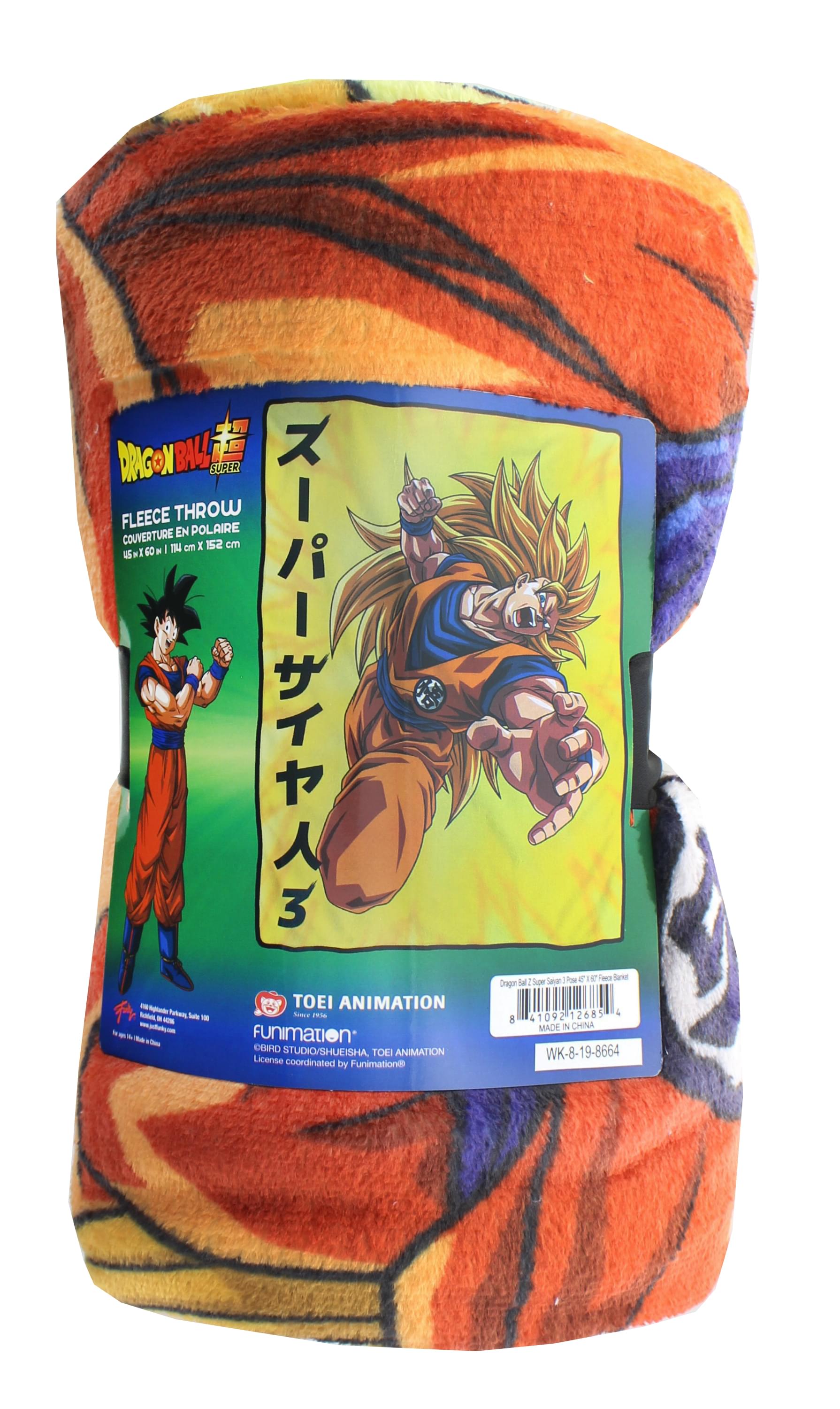 Dragon Ball Z Goku Super Saiyan 3 Japanese Fleece Throw Blanket | 60 x 45 Inches