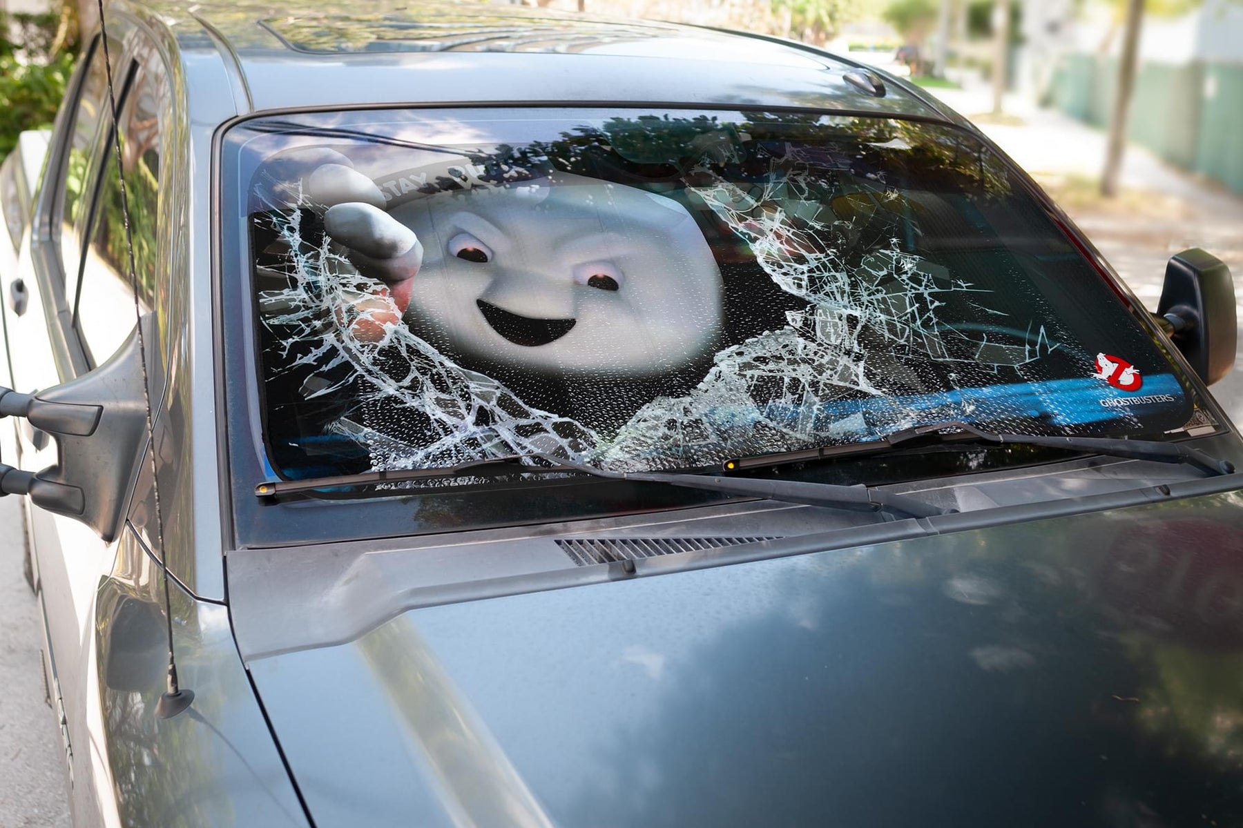 Ghostbusters Angry Stay Puft Marshmallow Man Car Sunshade | 58 x 27.5 Inches