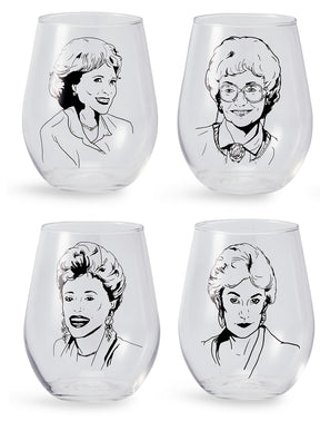 The Golden Girls Stemless Wine Glass Collectible Set of 4| Each Holds 16 Ounces