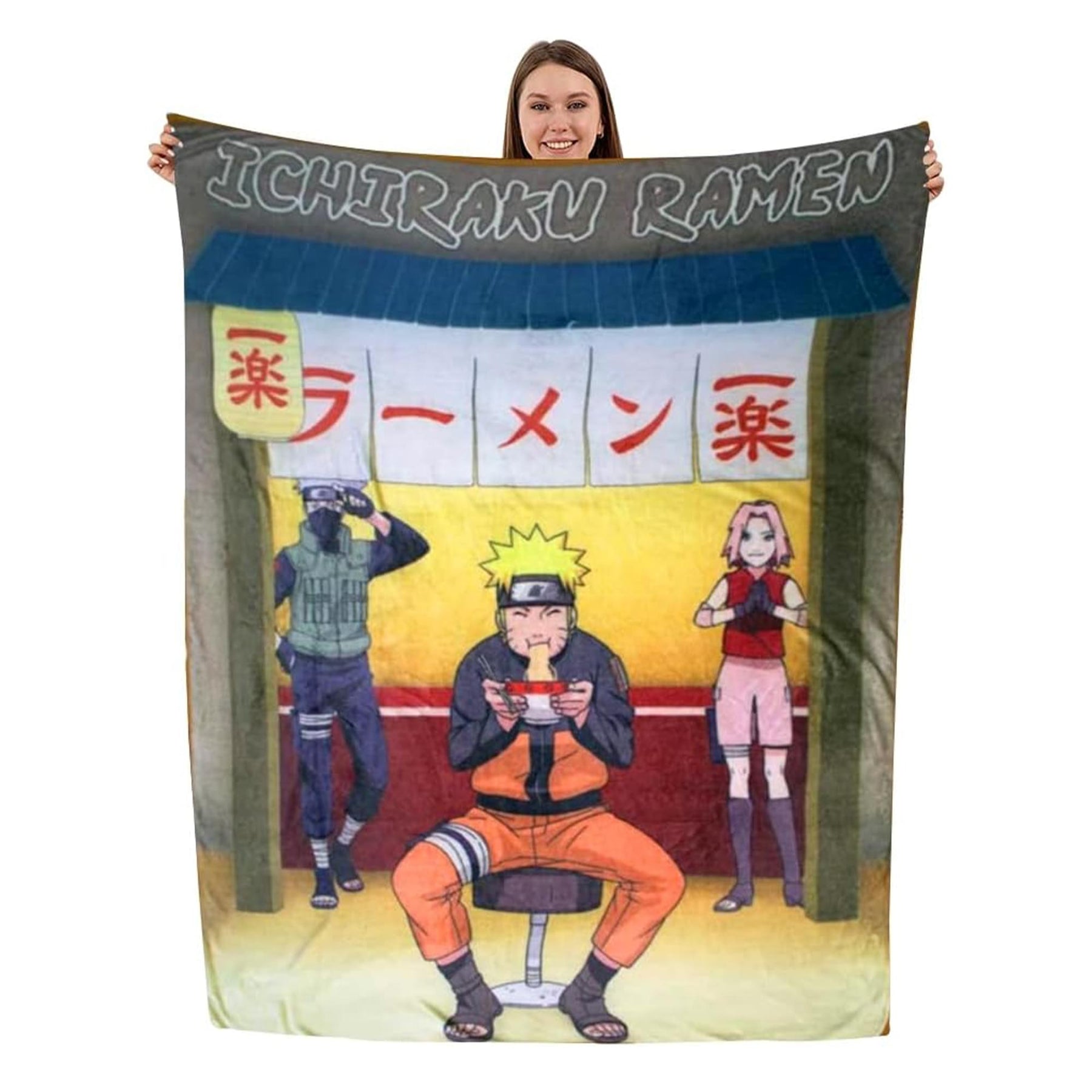 Naruto Eating Ramen 45 x 60 Inch Fleece Throw Blanket