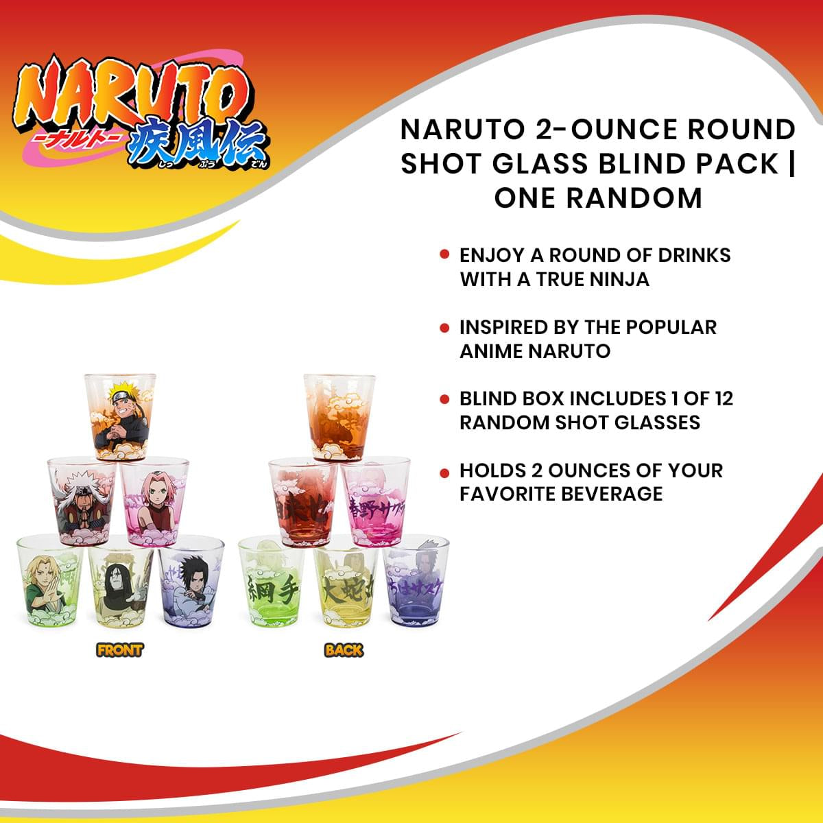 Naruto 2-Ounce Round Shot Glass Blind Pack | One Random