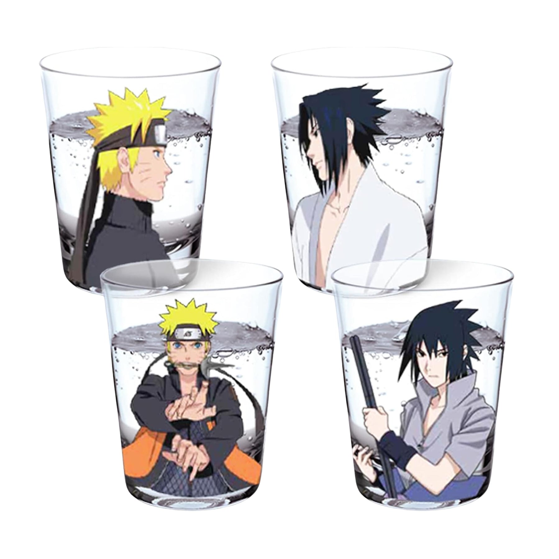 Naruto and Sasuke 2oz Mini Glass Set of 4