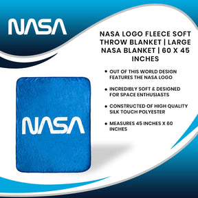 NASA Logo Fleece Soft Throw Blanket | Large NASA Blanket | 60 x 45 Inches