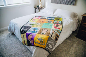 The Office Sticker Bomb Quilt Fleece Throw Blanket | 45 x 60 Inches