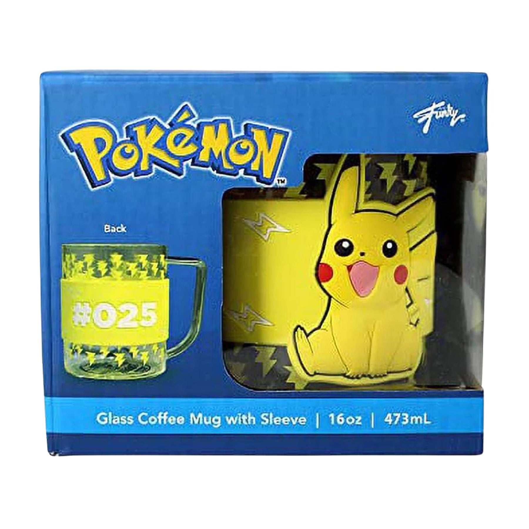 Pokemon Pikachu 16oz Glass Coffee Mug With Sleeve