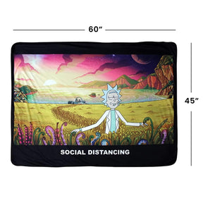 Rick and Morty Social Distancing 45 x 60 Inch Fleece Throw Blanket