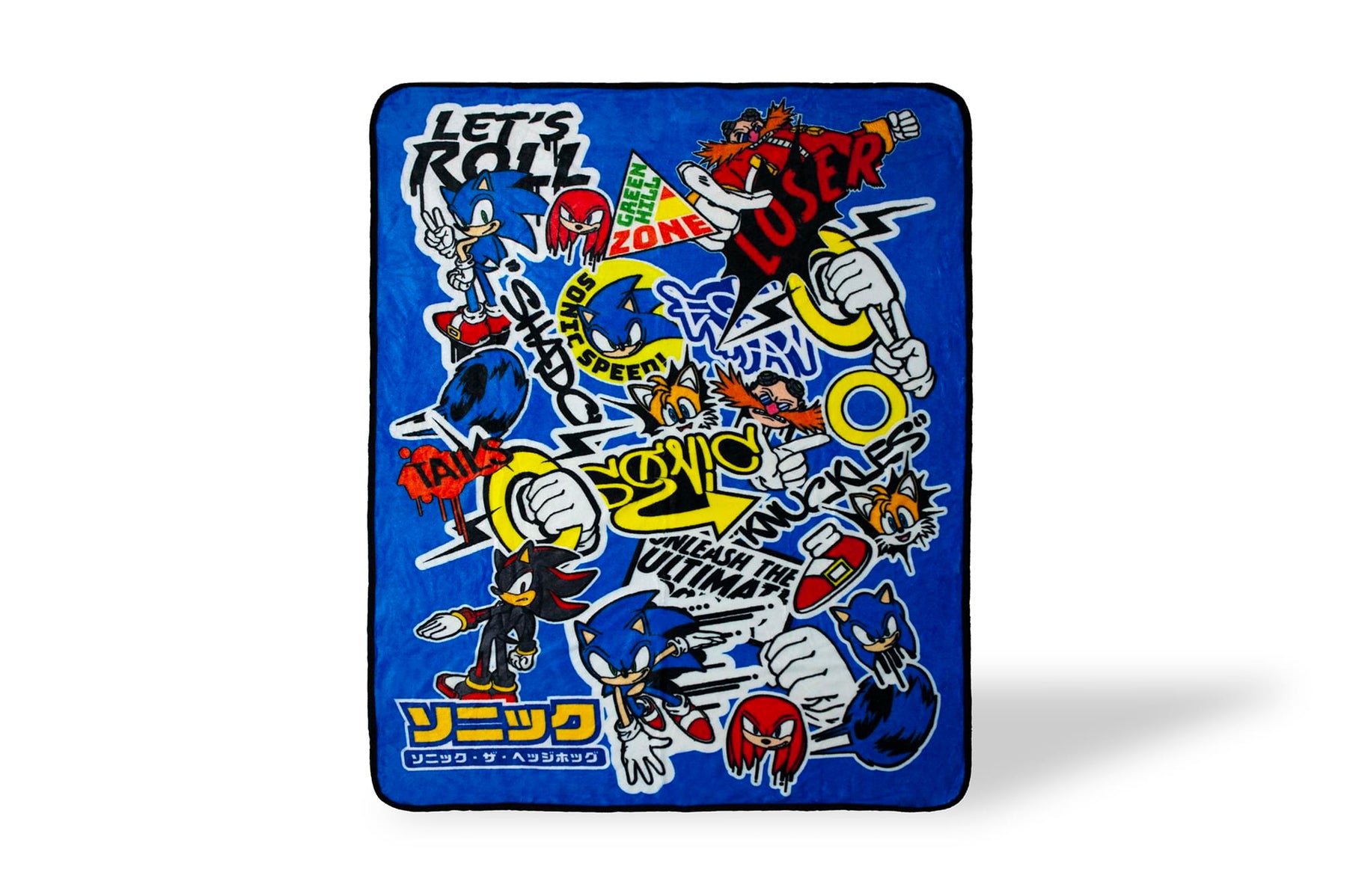 Sonic The Hedgehog Sticker Bomb Fleece Throw Blanket | 45 x 60 Inch Cozy Blanket