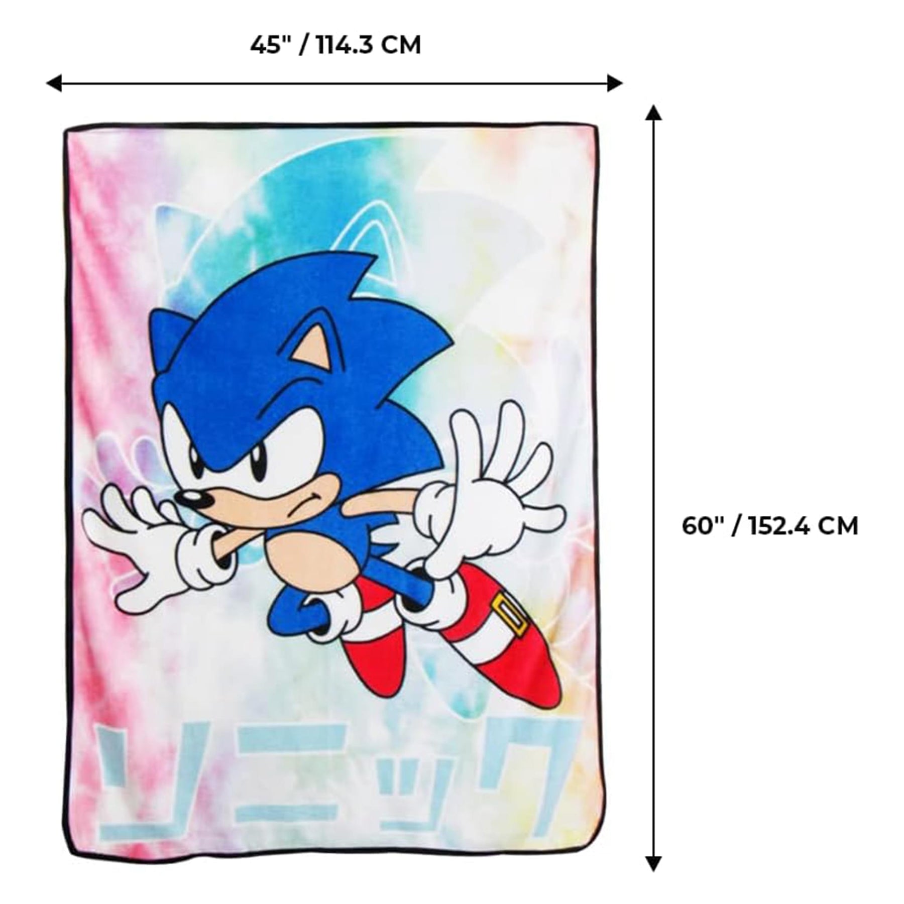 Sonic The Hedgehog Tie-Dye 45 x 60 Inch Fleece Throw Blanket & Pillow