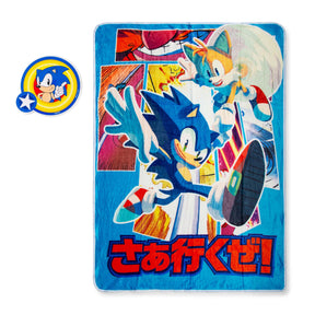 Sonic the Hedgehog 45 x 60 Inch Fleece Throw Blanket & Air Freshener Gift Set