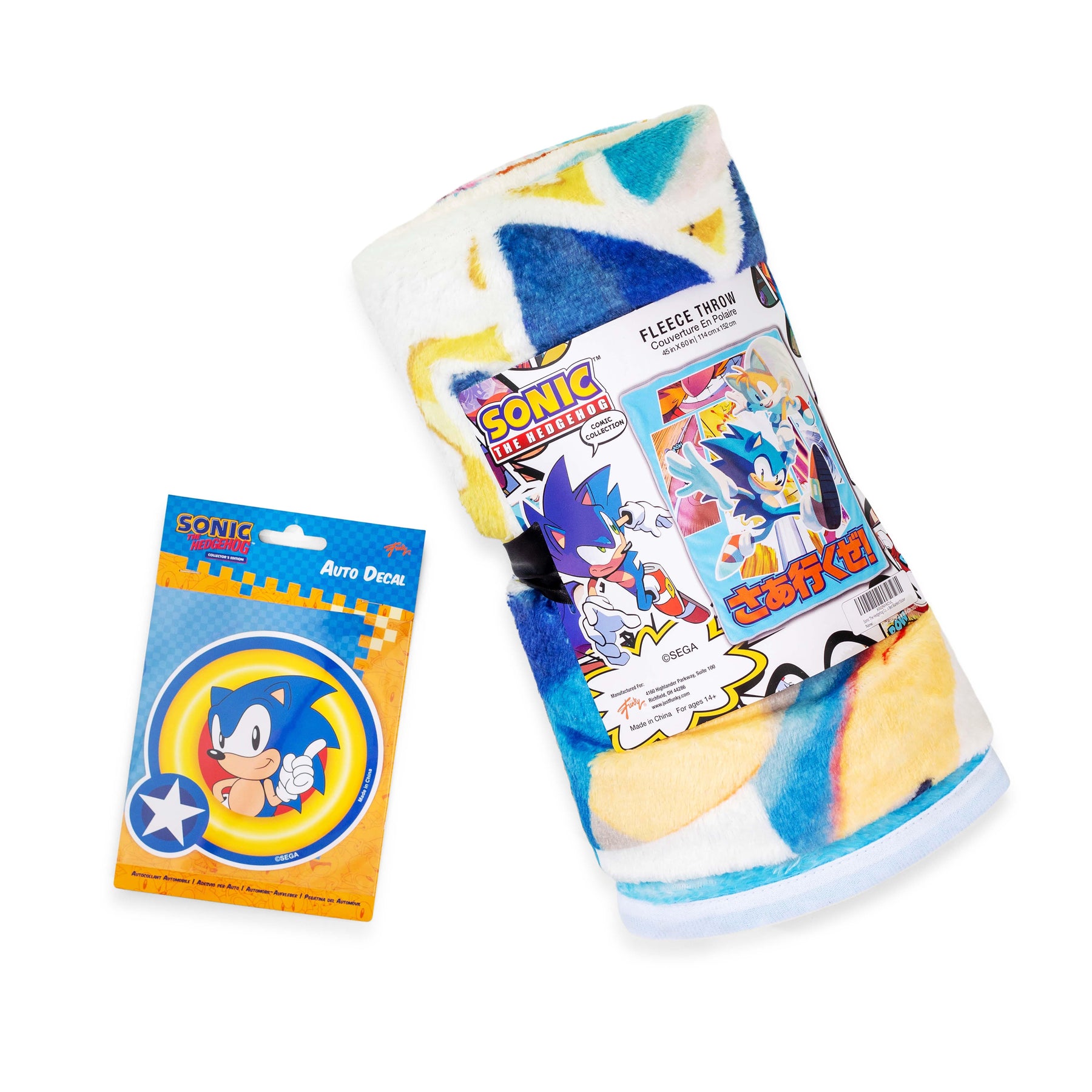 Sonic the Hedgehog 45 x 60 Inch Fleece Throw Blanket & Air Freshener Gift Set