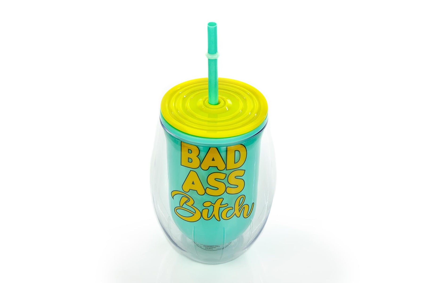 Bad Ass Bitch Reusable Plastic Wine Tumbler Cup With Lid & Straw | Holds 12 Ounces