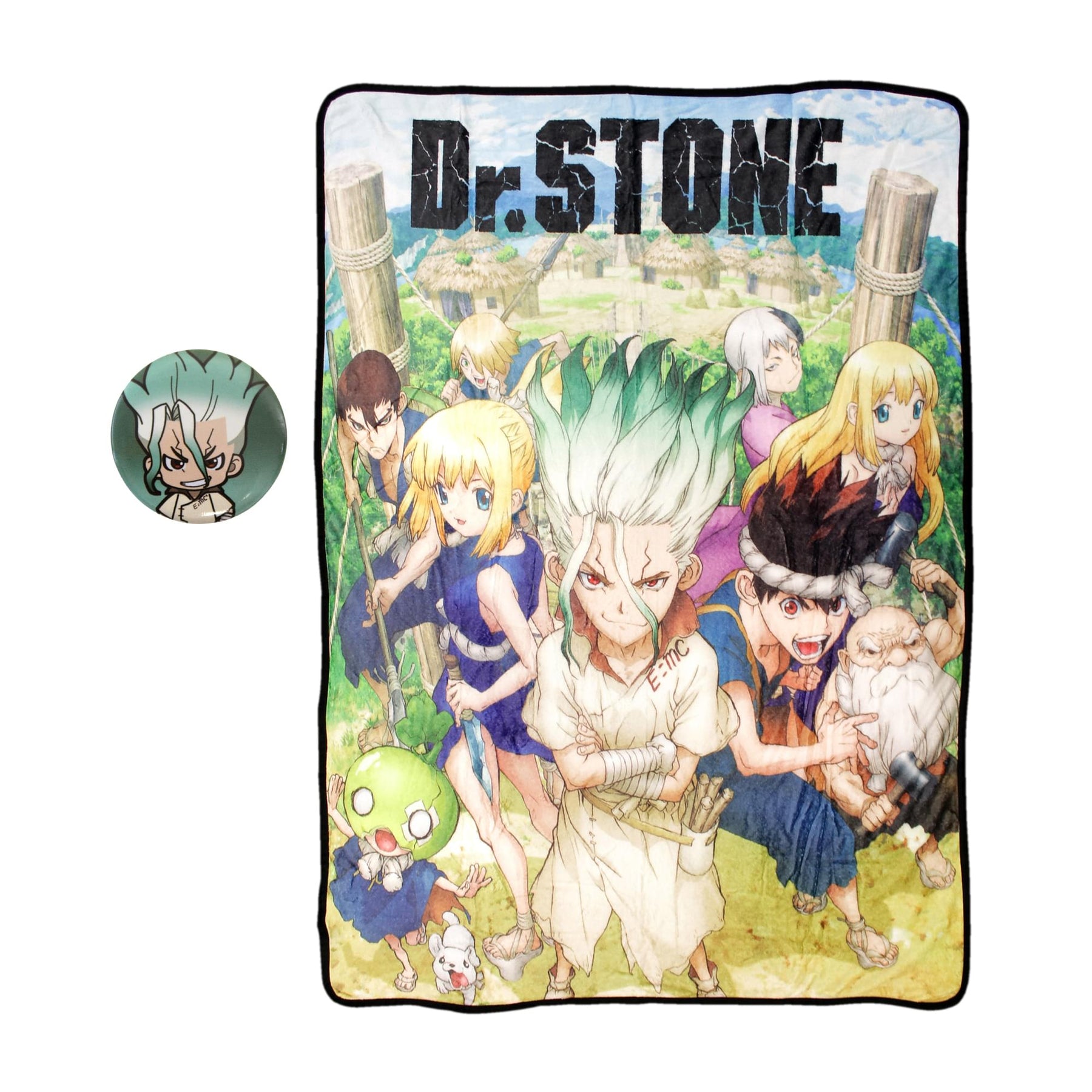 Dr. Stone Kingdom of Science 45 x 60 Inch Fleece Throw Blanket with Button