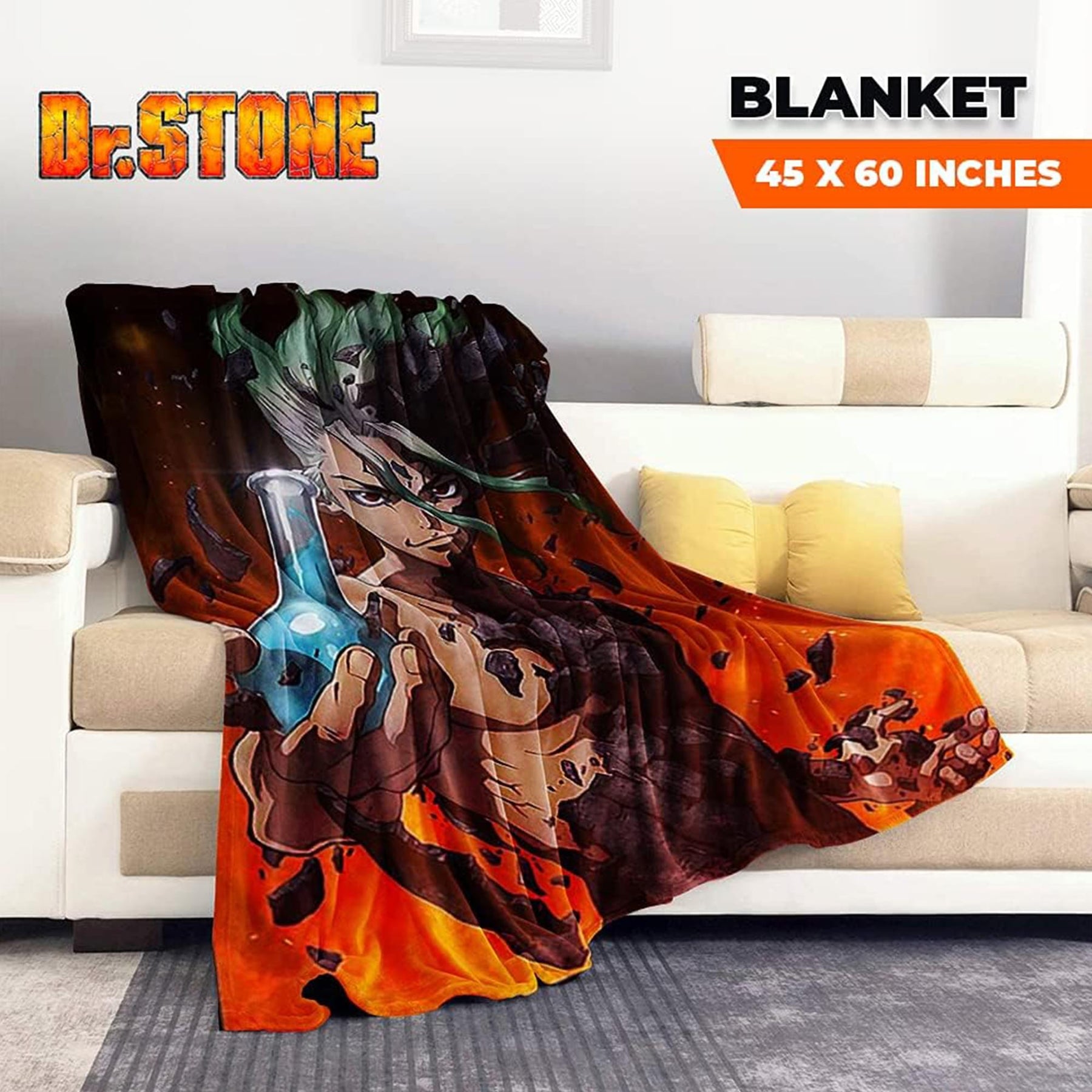 Dr. Stone Senku Ishigami 45 x 60 Inch Fleece Throw Blanket