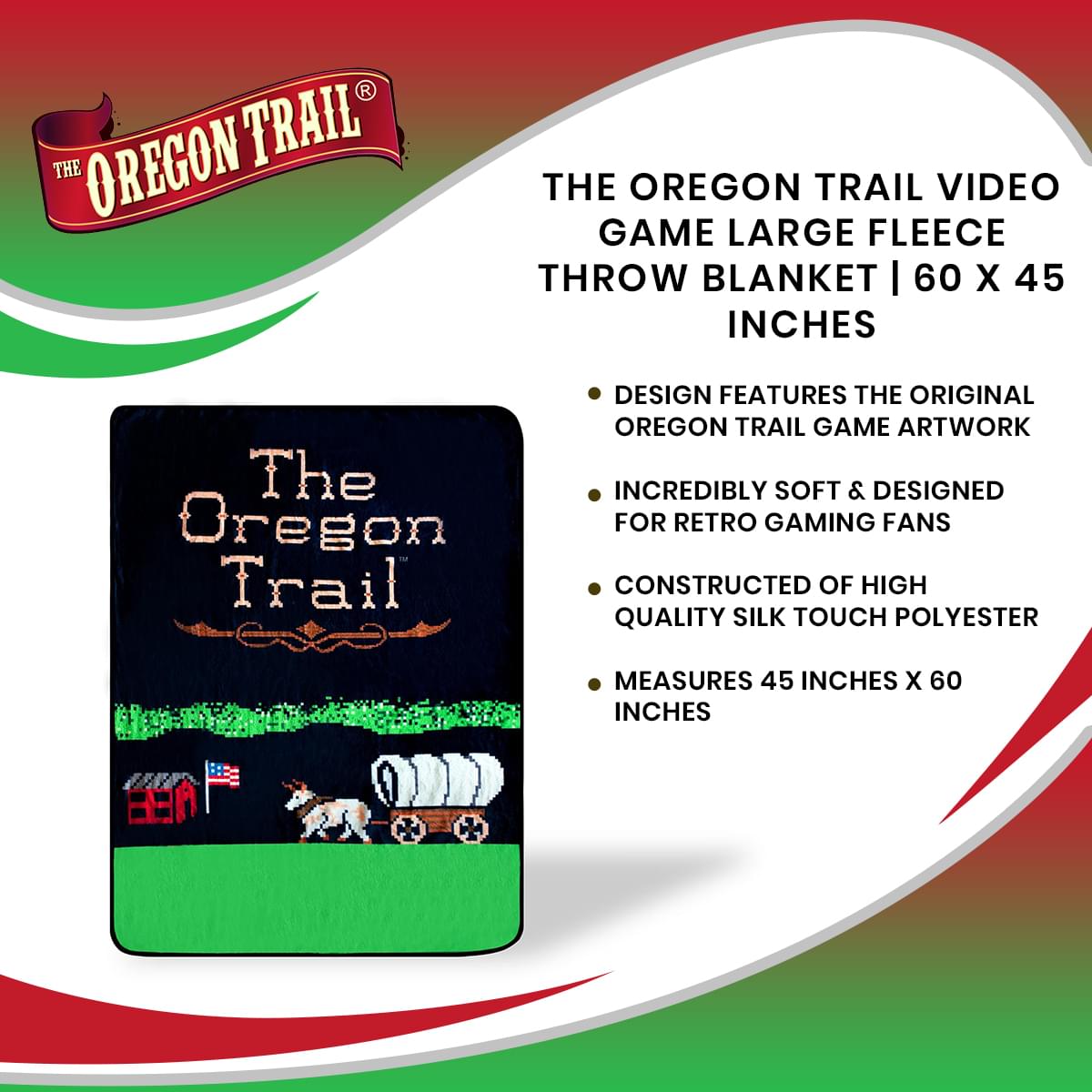 The Oregon Trail Video Game Large Fleece Throw Blanket | 60 x 45 Inches