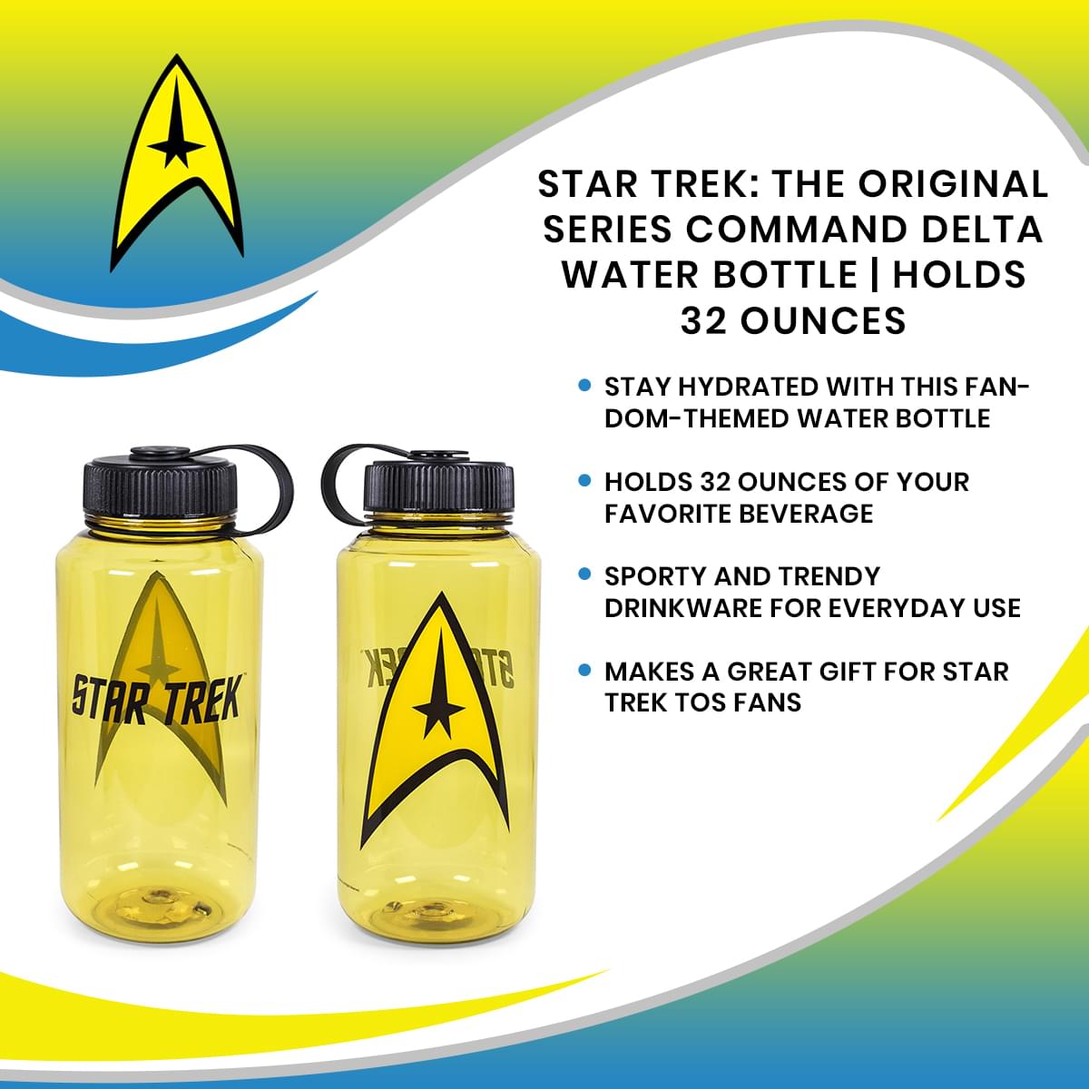 Star Trek: The Original Series Command Delta Water Bottle | Holds 32 Ounces