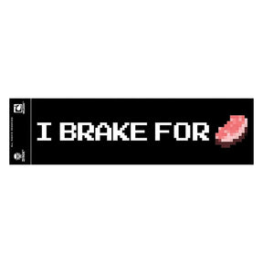 Minecraft "I Brake for Porkchop" 10"x3" Bumper Sticker, Black