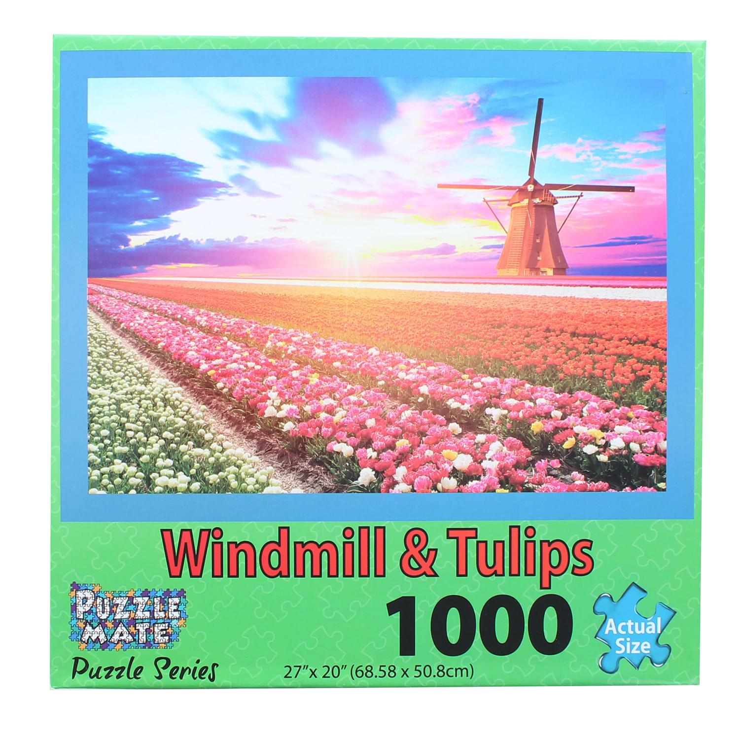 Windmill and Tulips 1000 Piece Jigsaw Puzzle