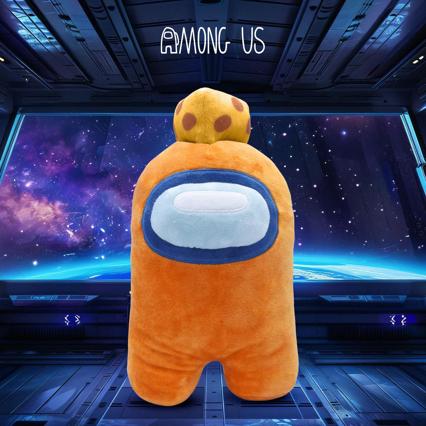 Among Us 7 Inch Plush | Orange Crewmate w/ Cheese Hat