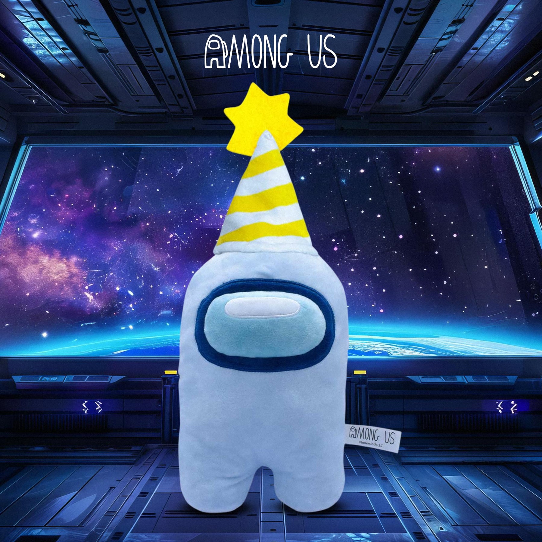 Among Us 7 Inch Plush | White Crewmate w/ Party Hat